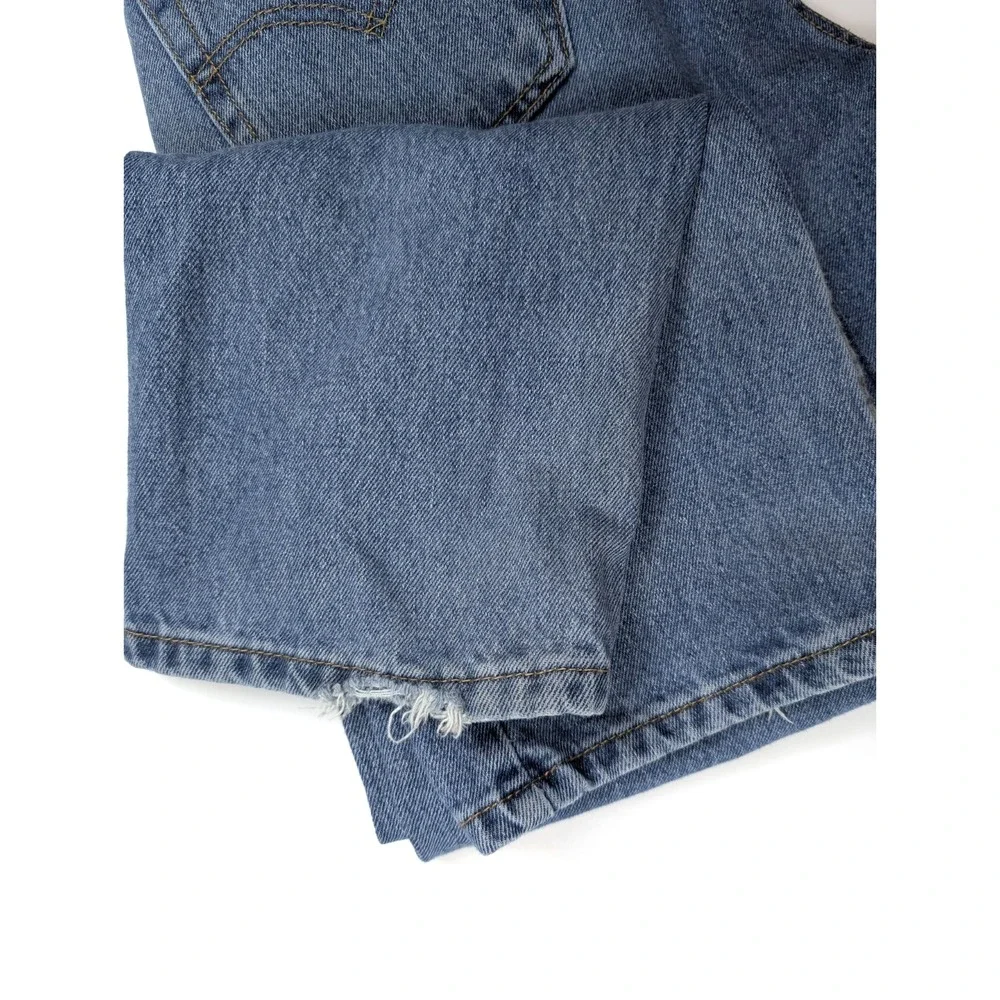Levi's 505 Regular Fit Blue Denim Straight Leg Distressed Jeans Men's Size 34x30